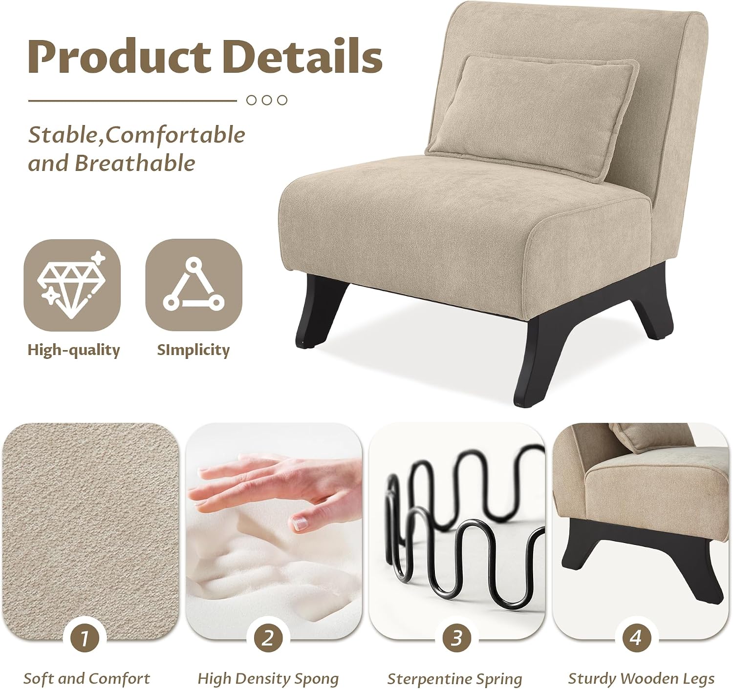 2pc Armless Living Room Side Chairs