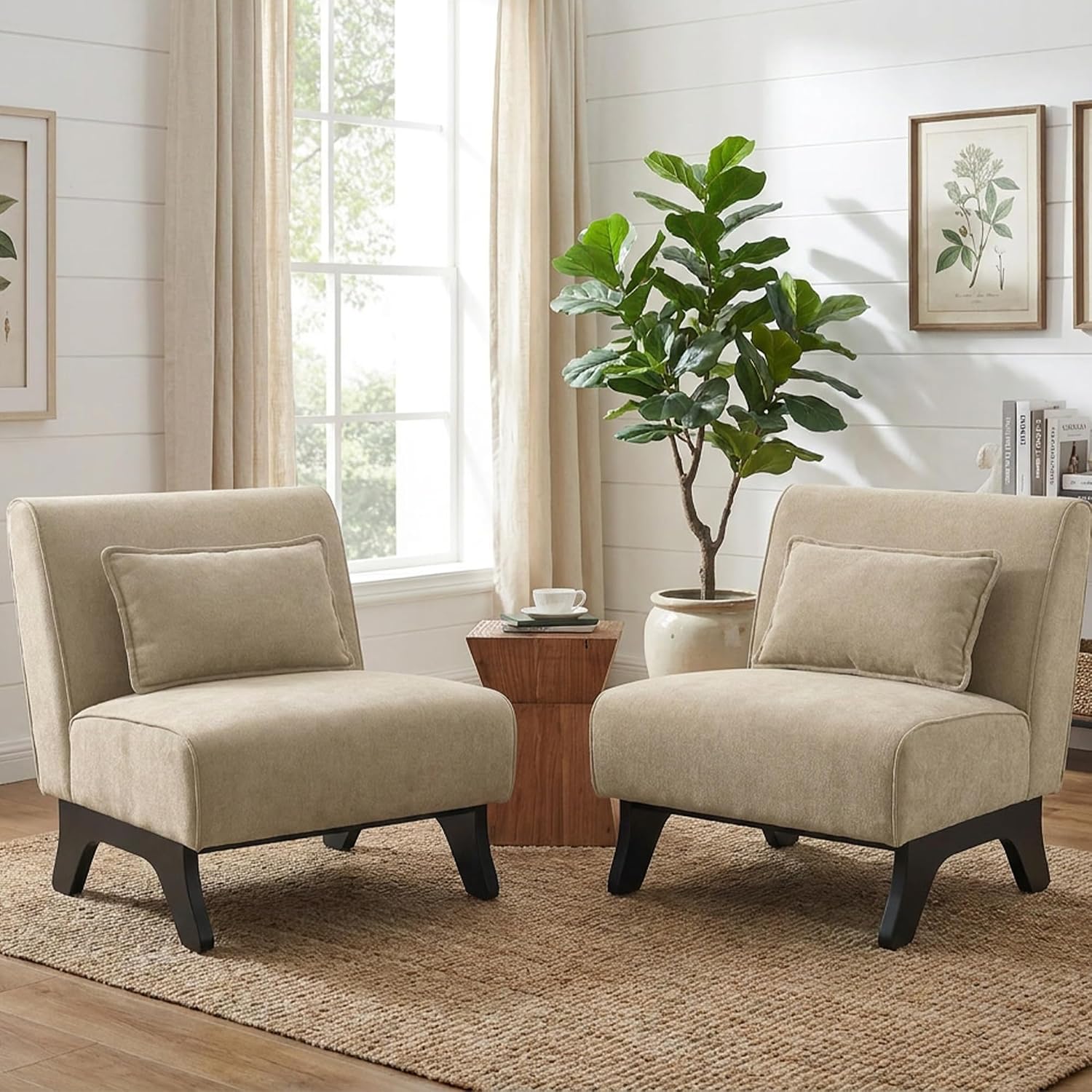 2pc Armless Living Room Side Chairs