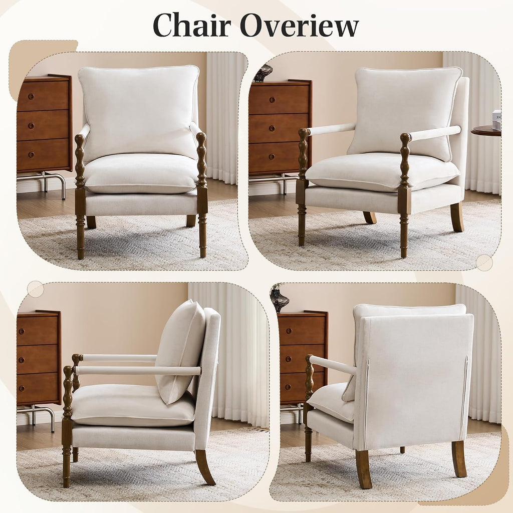 Spindle Wood Frame Accent Chair