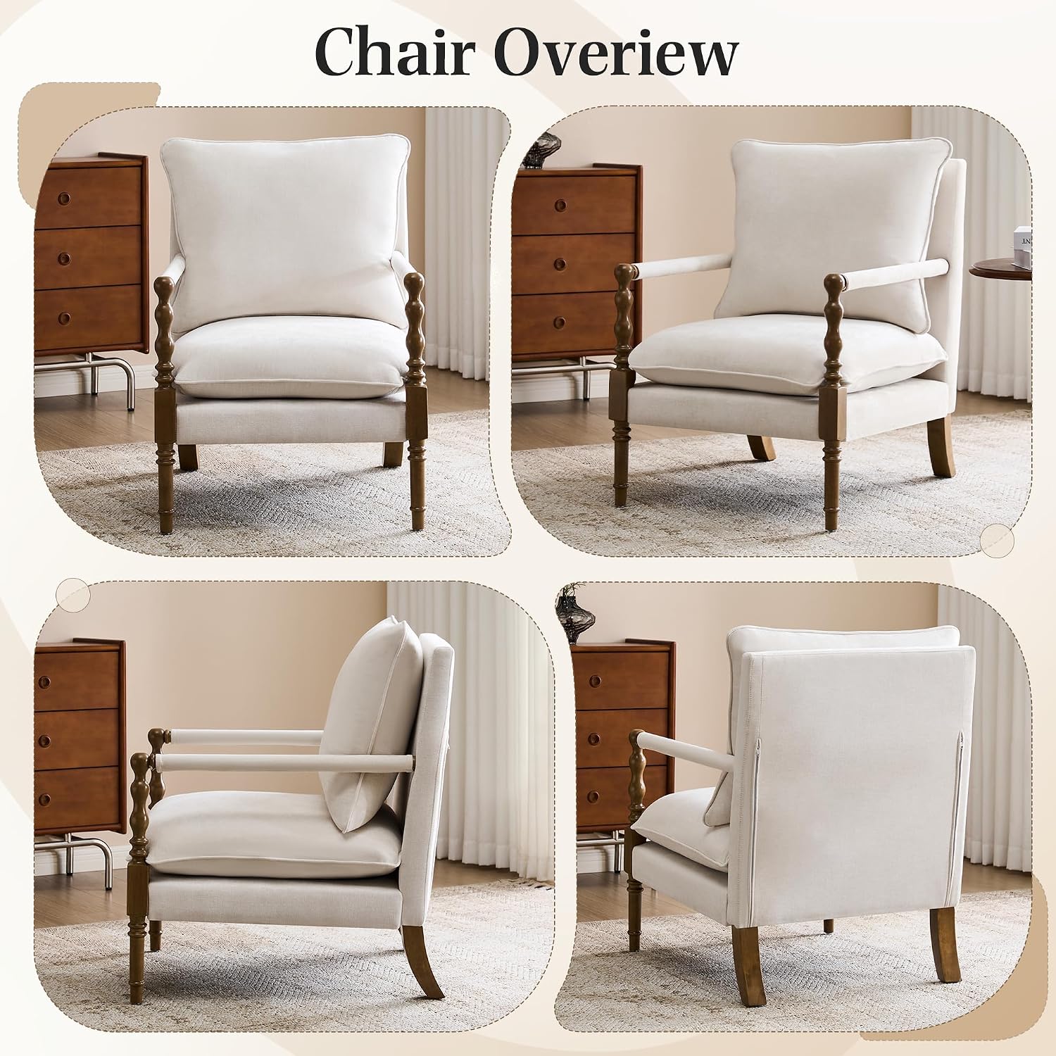 Spindle Wood Frame Accent Chair