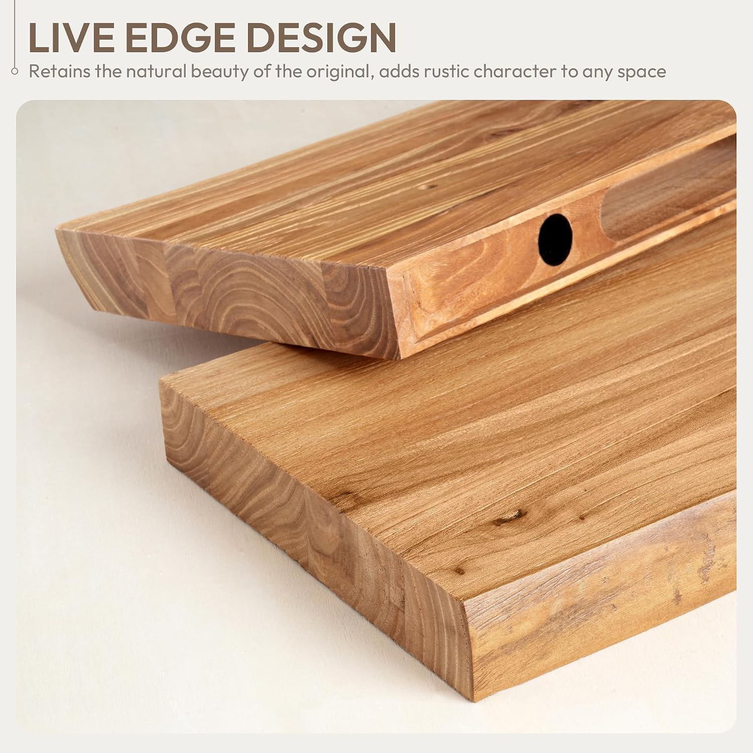 Natural 24in Floating Shelves 2Pack