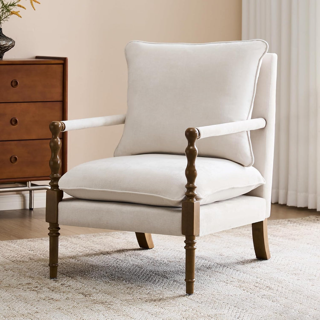 Spindle Wood Frame Accent Chair