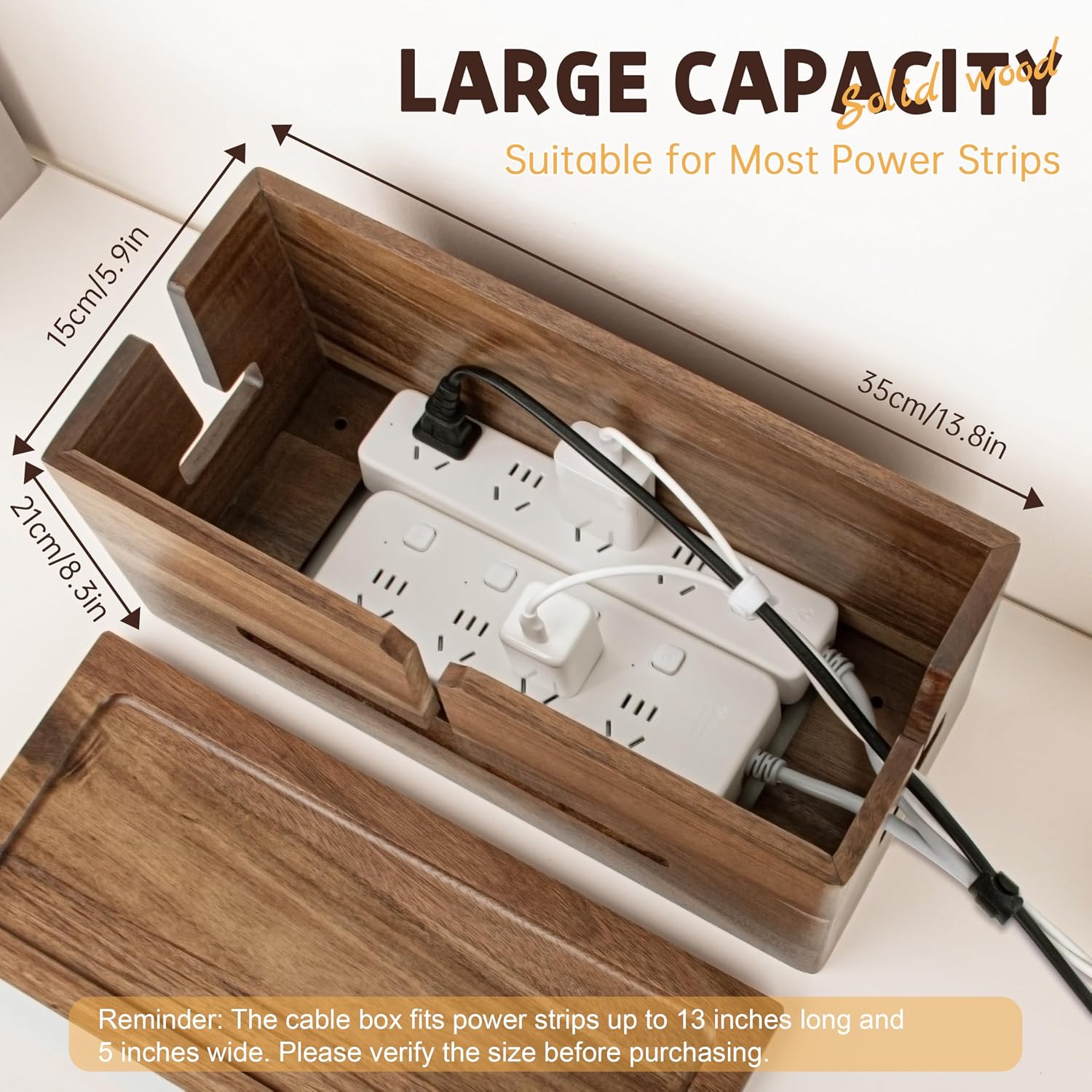 Large Brown Wood Cable Management Box