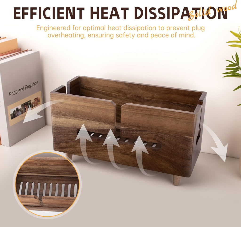 Large Brown Wood Cable Management Box