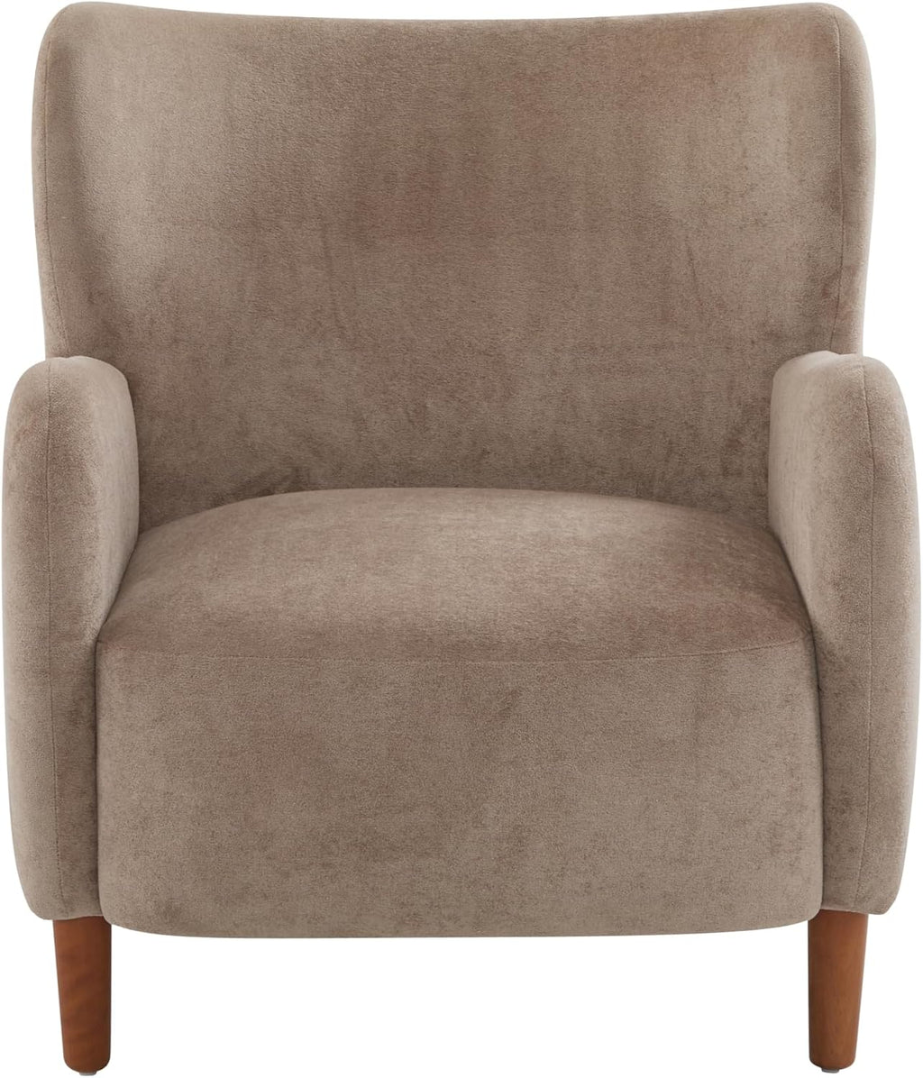 Camel Velvet Wingback Accent Chair