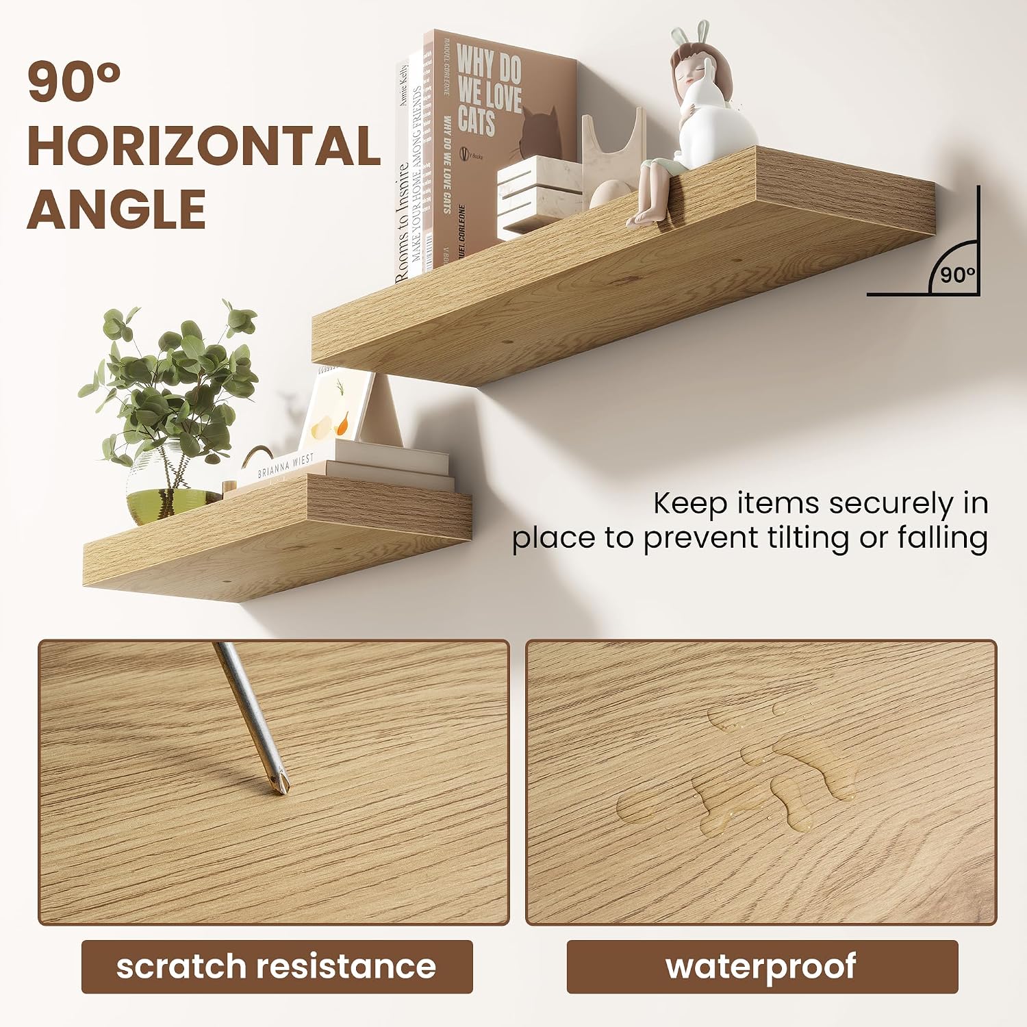 Oak 40in Floating Shelves 2 Pack