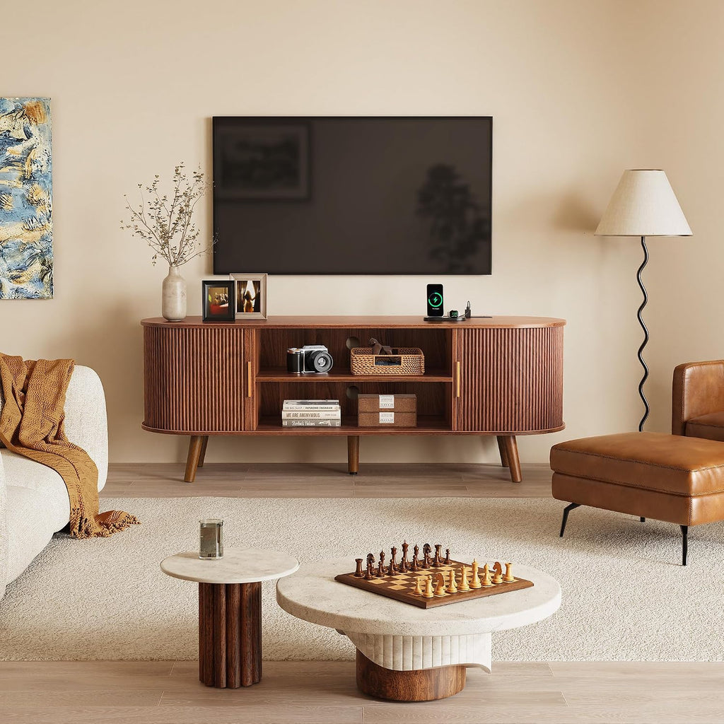 Brown 54in Fluted TV Stand for 55in TV