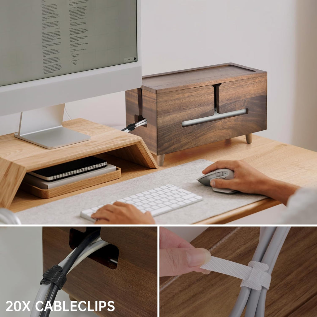 Large Brown Wood Cable Management Box