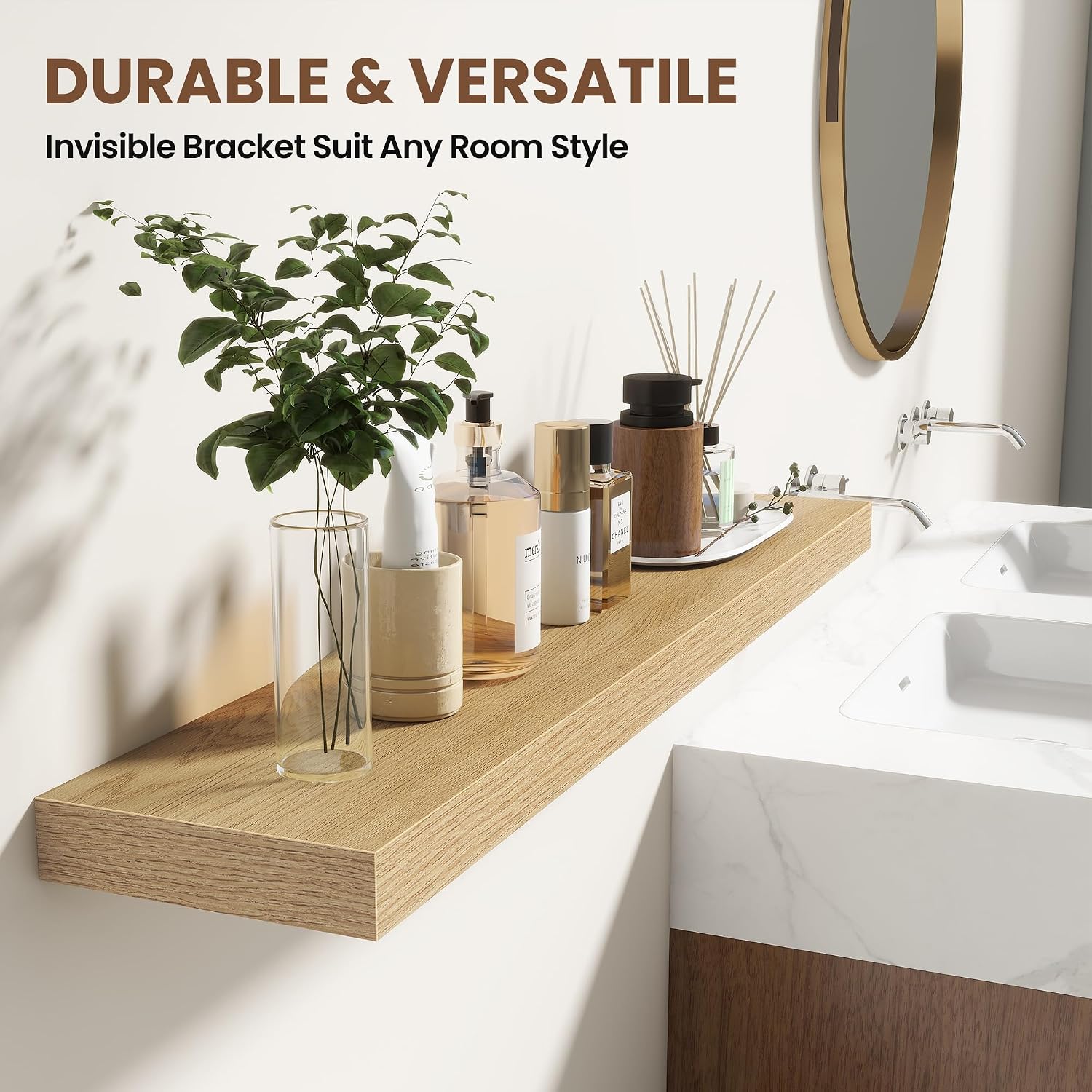 Oak 40in Floating Shelves 2 Pack