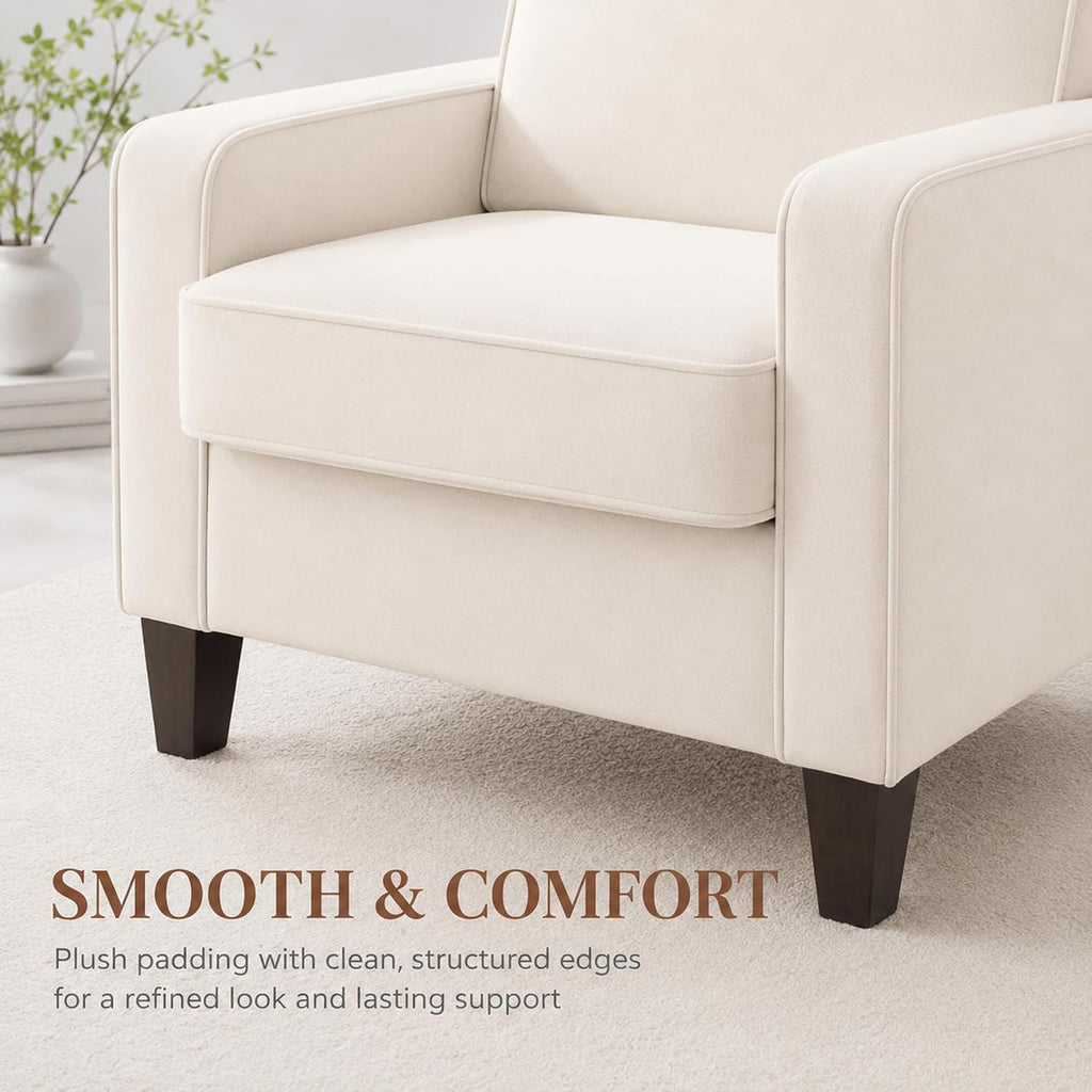 Beige Modern Comfy Reading Accent Chair