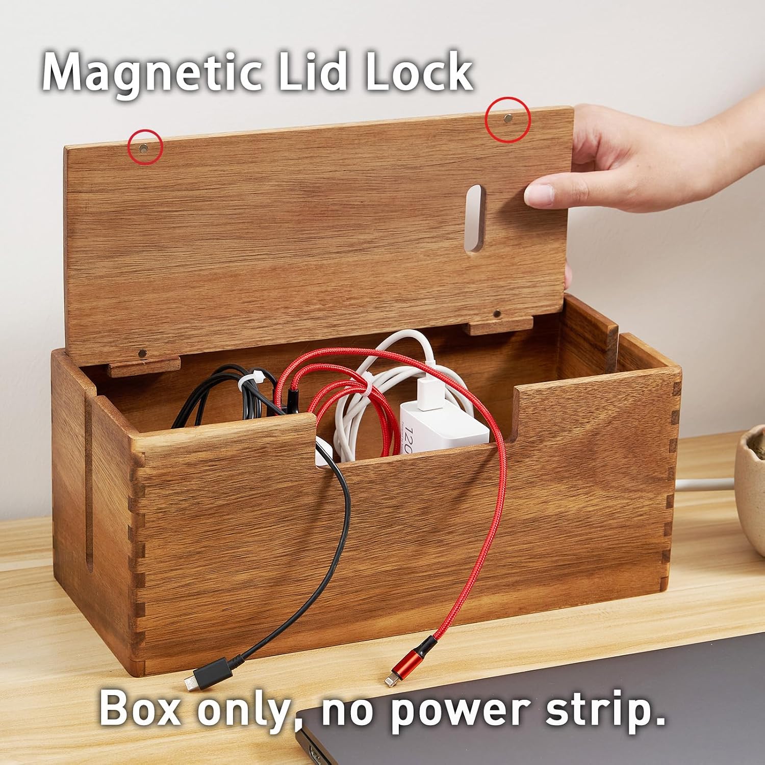 Acacia Wood Cable Management Box
