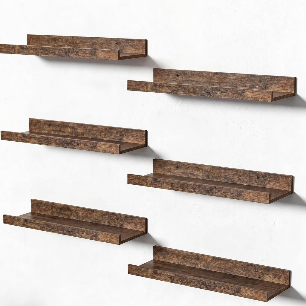 Brown 15.7in Floating Shelves Set of 6