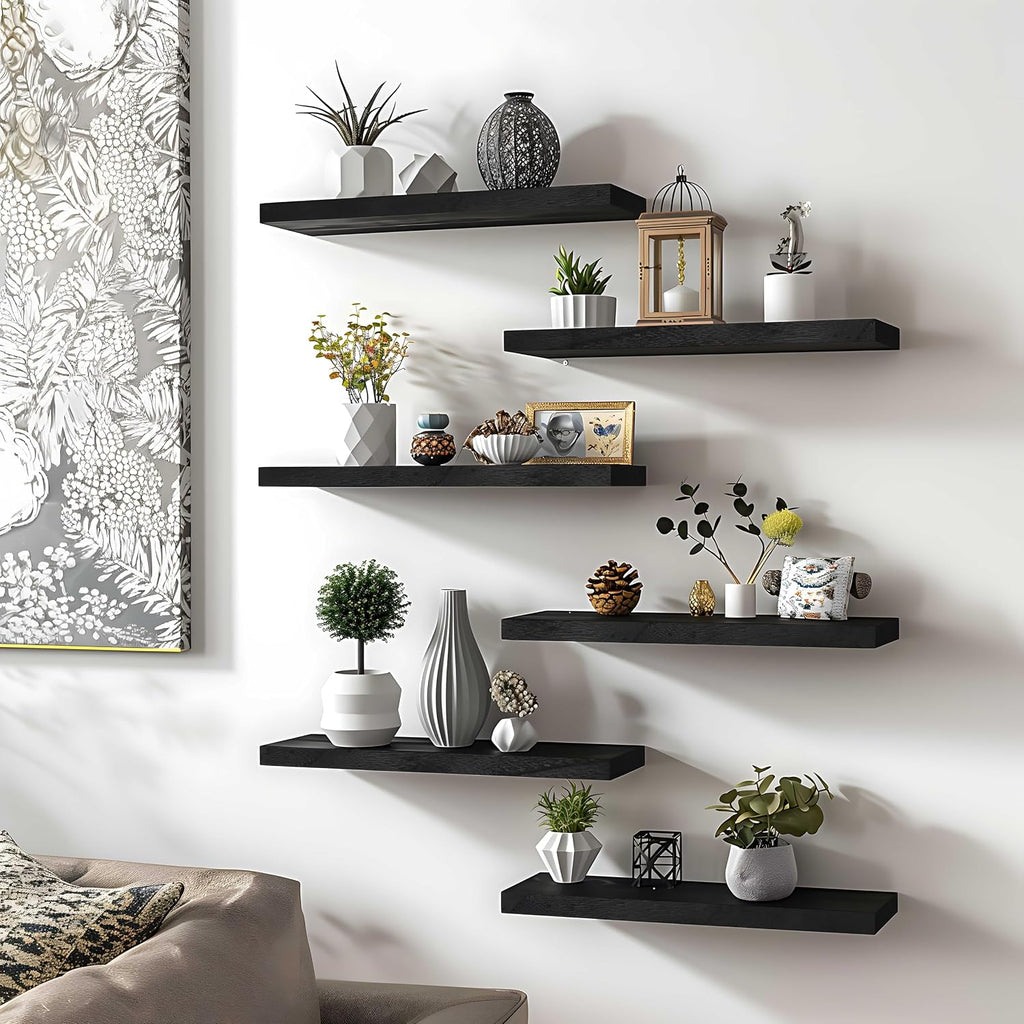 Black Rustic Floating Shelves Set of 4