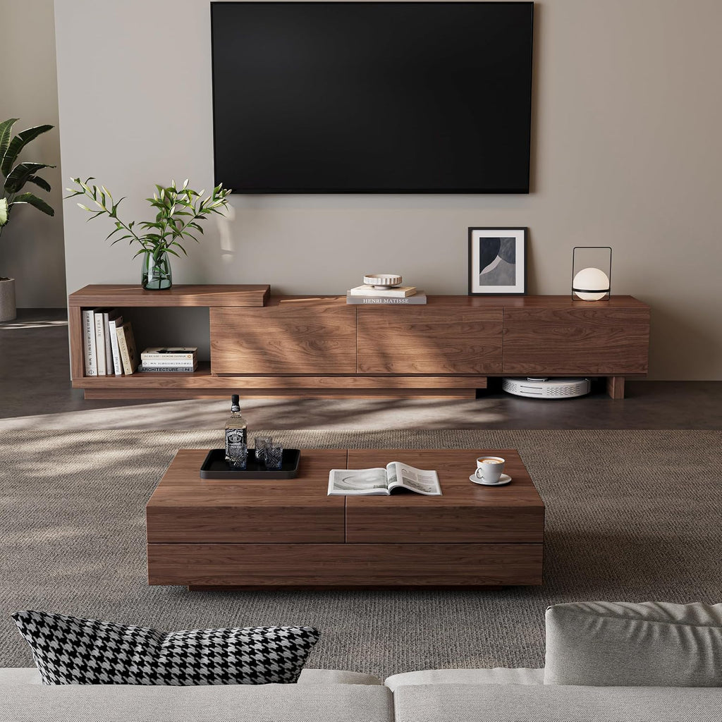 Walnut Extendable TV Stand for 65-100in TV