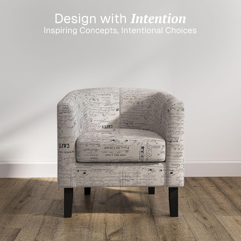 Linen Barrel Accent Chair Black & Beige