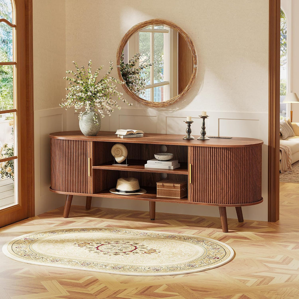Brown 54in Fluted TV Stand for 55in TV