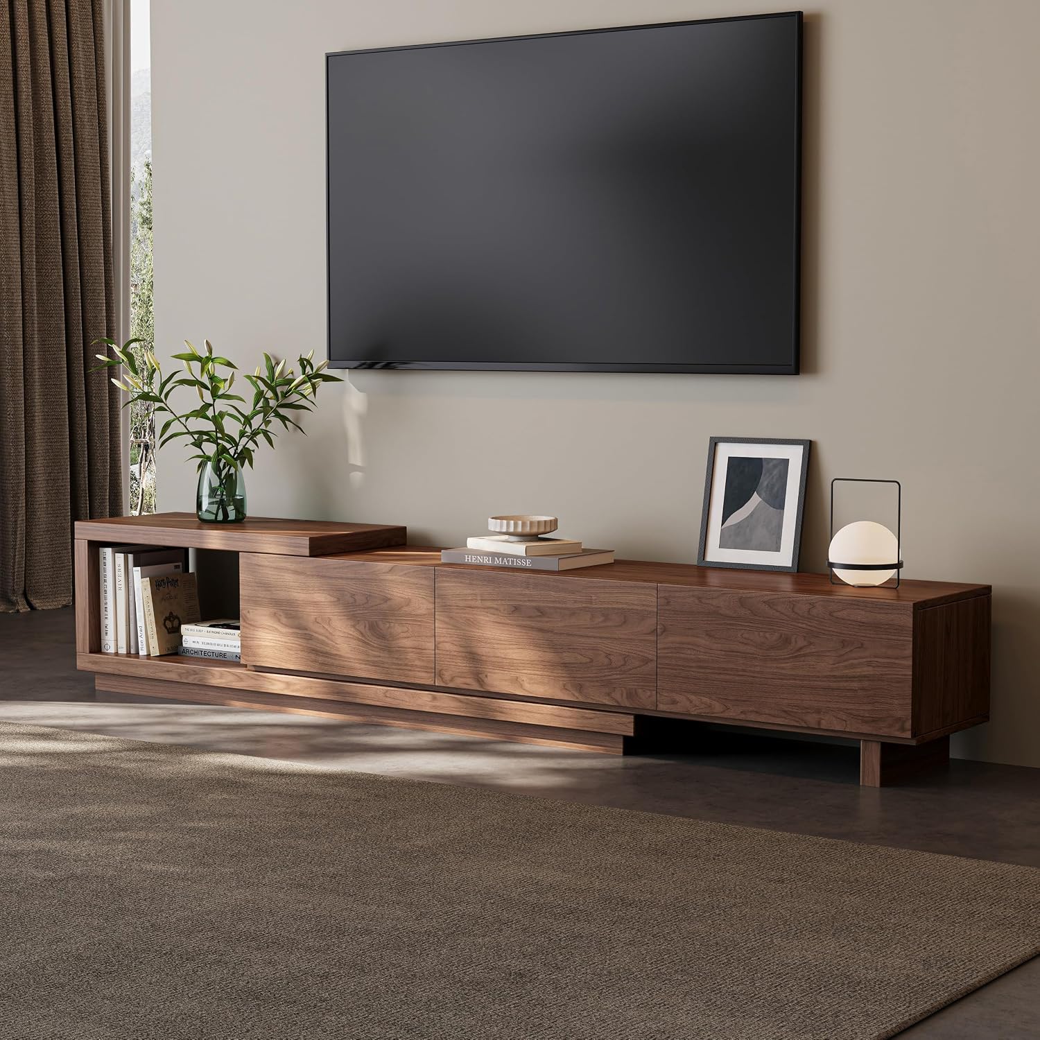 Walnut Extendable TV Stand for 65-100in TV