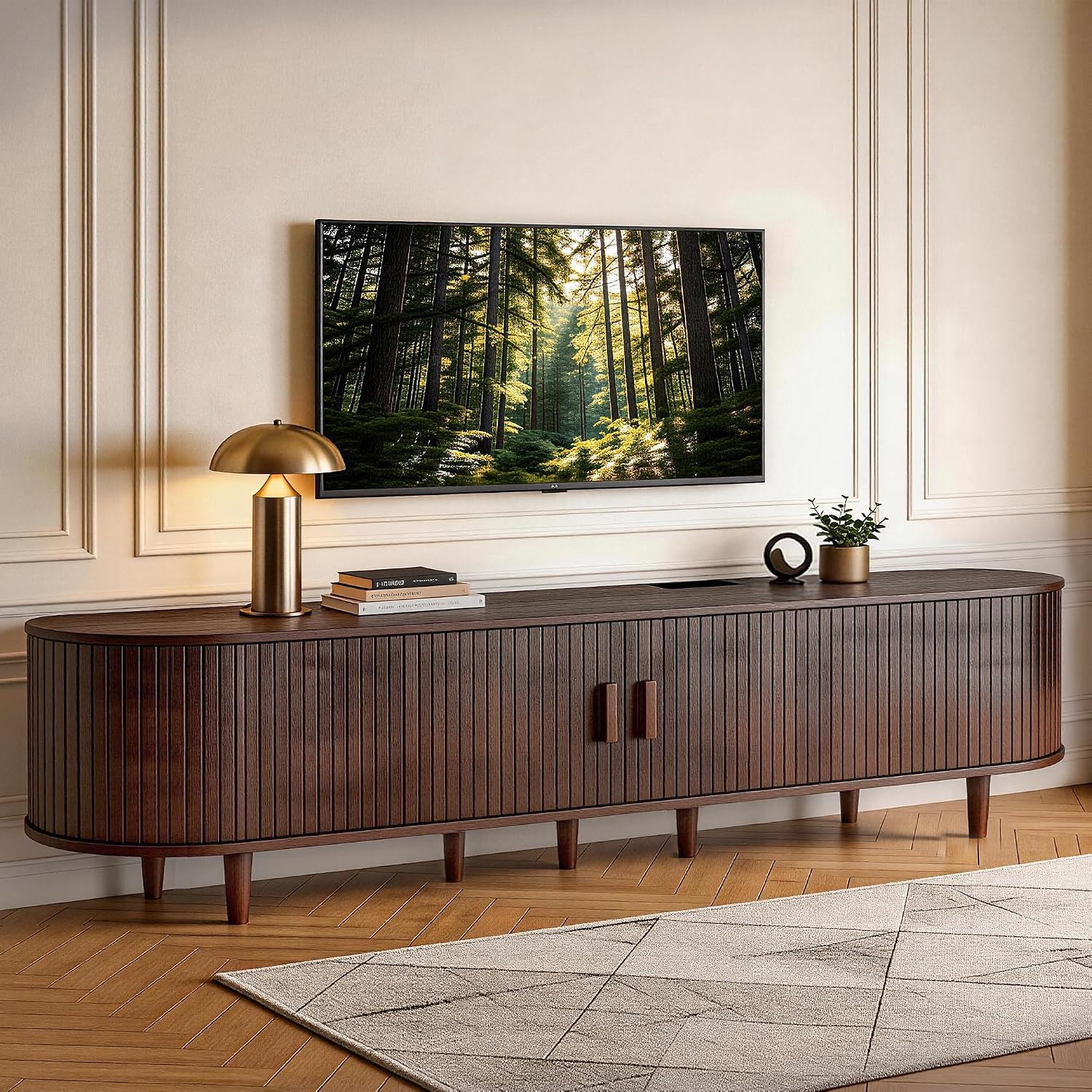 Walnut 80in Mid Century TV Stand