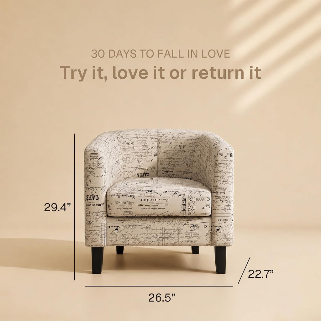 Linen Barrel Accent Chair Black & Beige