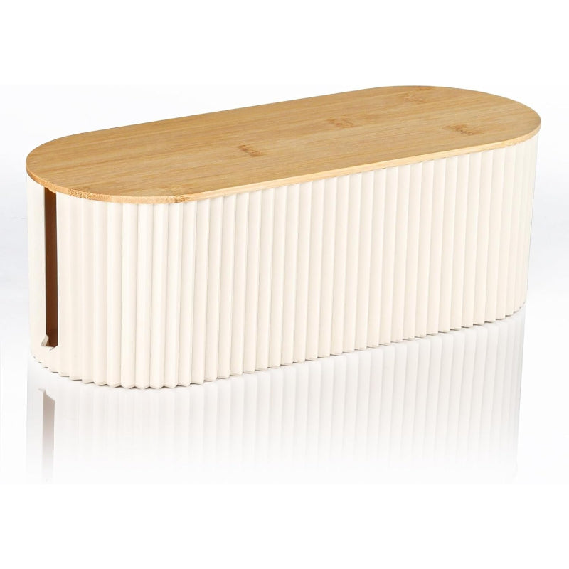Bamboo Cover Beige Cable Management Box